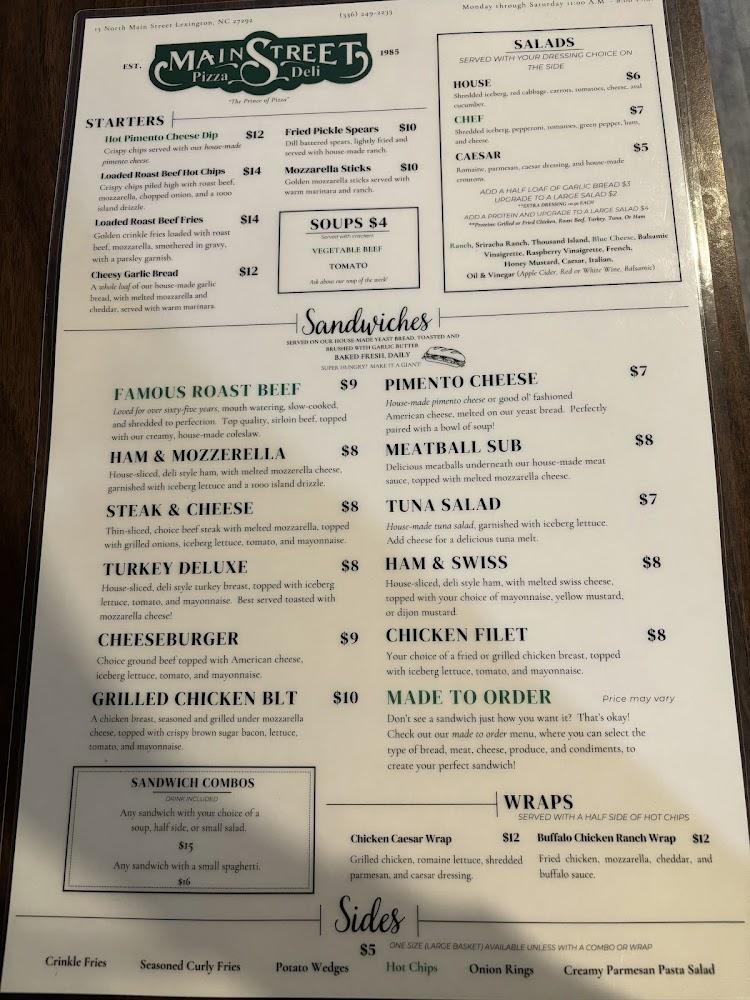Main Street Pizza & Deli Menu image 3